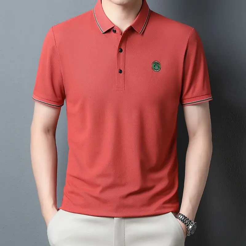 

Mens Designer Clothes New Summer Short Sleeve Tee Solid Pockets Cotton Polo Shirt Man Button Letter Printing Casual Tops