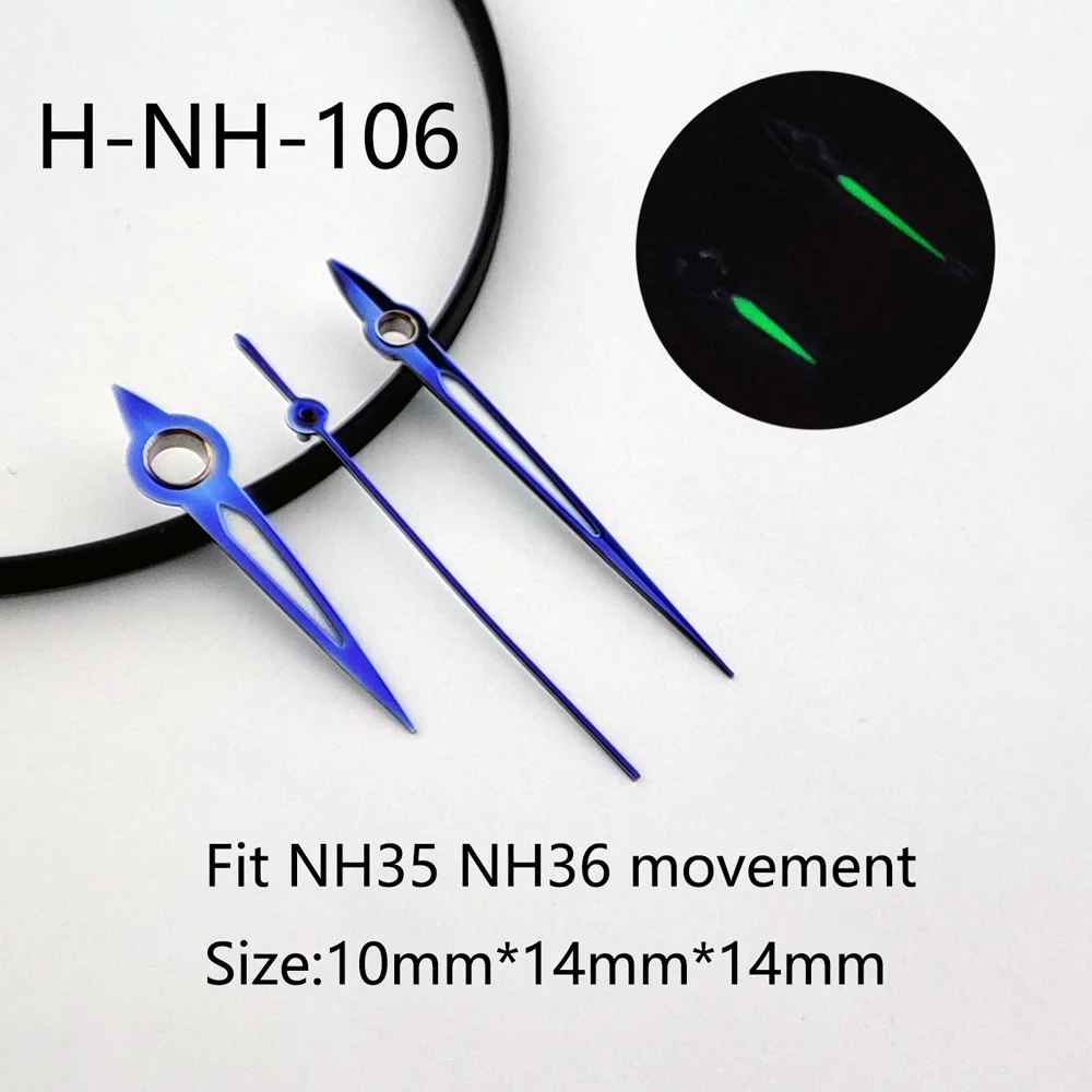 Green/Blue Watch Hands Super Luminous Mechanical Watch Hand Needles Set Fit NH35/NH36/4R/7S Movement