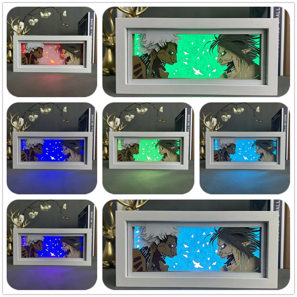 

Лайтбокс из аниме «атака на Титанов», светодиодный бокс для спальни, украшение для спальни, крутая бумажная коробка для теней, детский подарок, прикроватная Ночная лампа