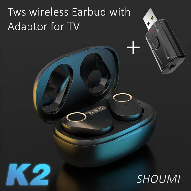 

TWS Earbuds Tv Wireless Headset Bluetooth Earphone with Mic USB Adaptor Television Earbud Sport Waterproof Pods CVC Noise Cancel
