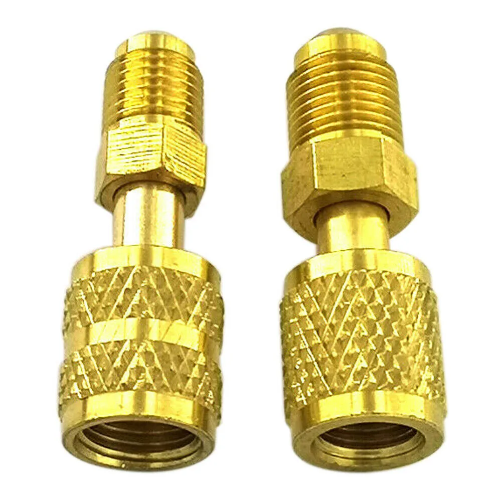 

2 Pcs R410a AC Refrigerant Adapter 5/16" 1/4" SAE Male Female For Valve System Tool Brass Internal And External Thread Household