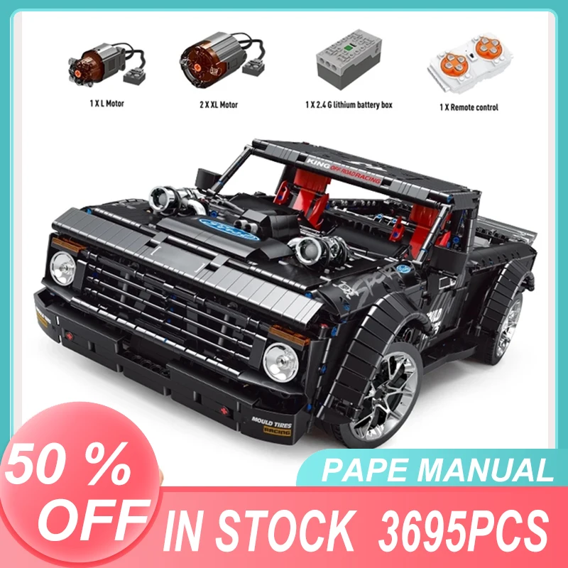 

Молд KING 13082 высокотехнологичные игрушки APP RC моторизованный черный Внедорожник модель грузовика строительные блоки кирпичи для детей DIY рож...