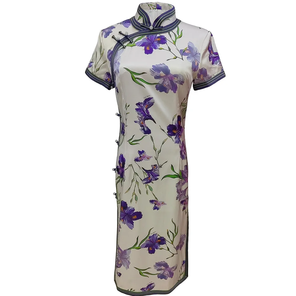 Высокое качество повседневное улучшение настоящее шелковое платье Cheongsam Qipao