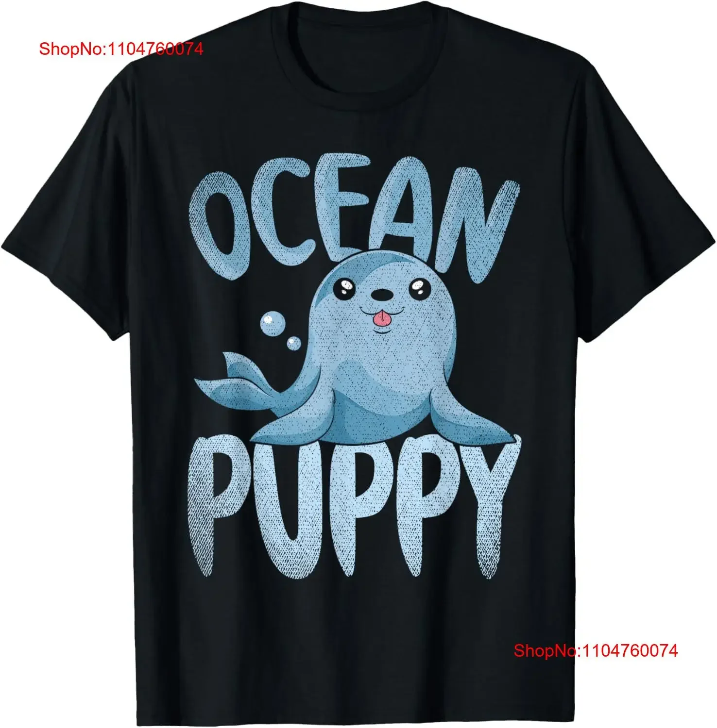 Фото Ocean Puppy Seal Lover Zoo Animal Cute Sea Lion Футболка винтажная стираная дышащая унисекс Удобная дизайнерская одежда Повседневная №1