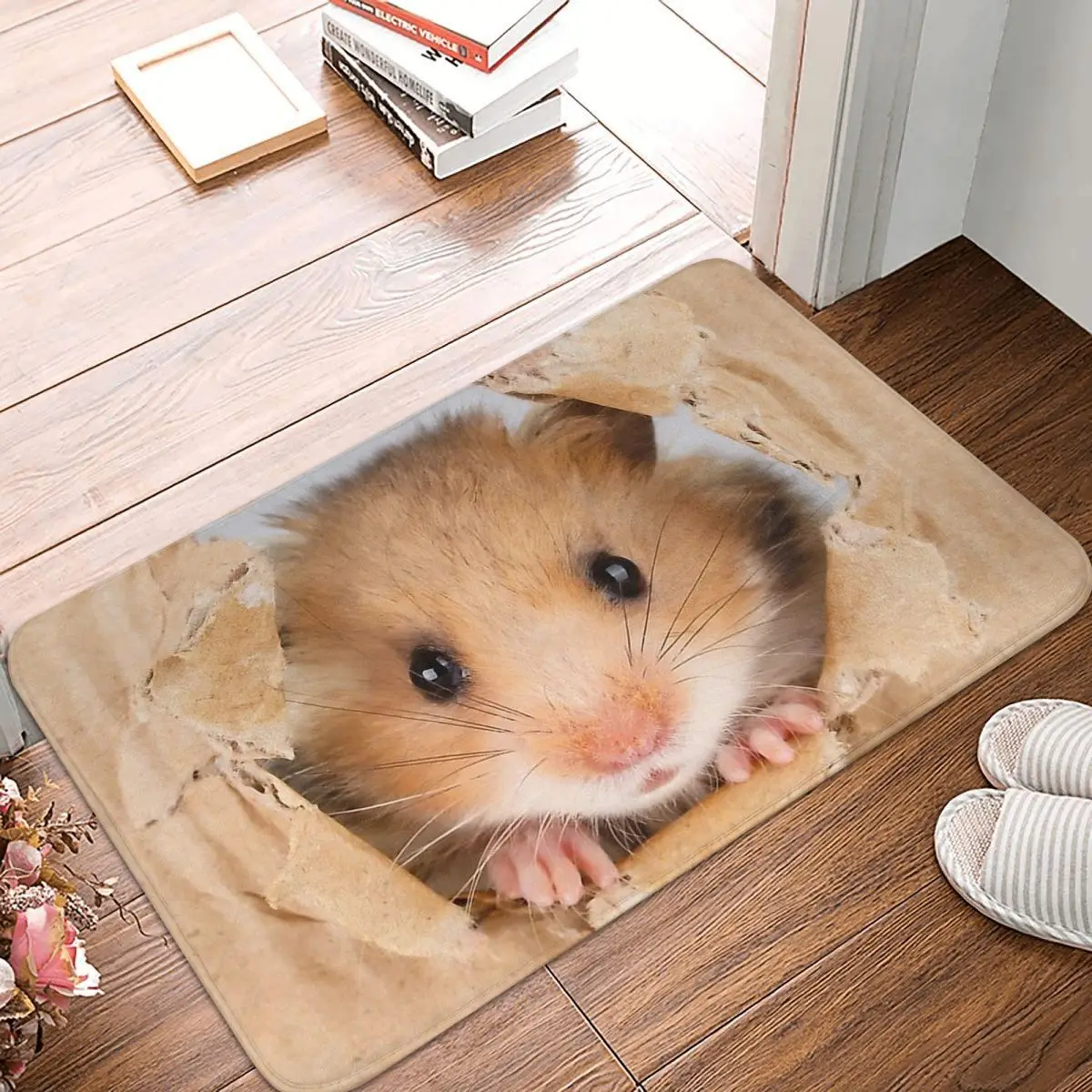 

Hamster Show Off One's Cleverness Non-slip Doormat Living Room Mat Peeping Balcony Carpet Entrance Door Rug Indoor Decorative
