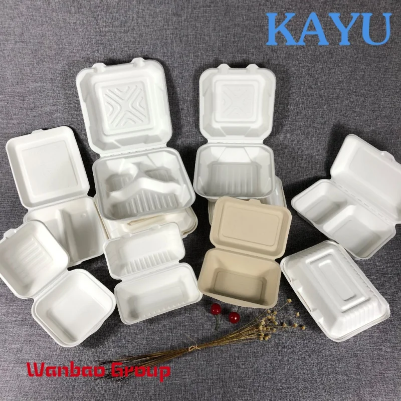 

custom biodegradable sugar cane bagasse donut pastry cake packaging food container eco friendly sugarcane burger box