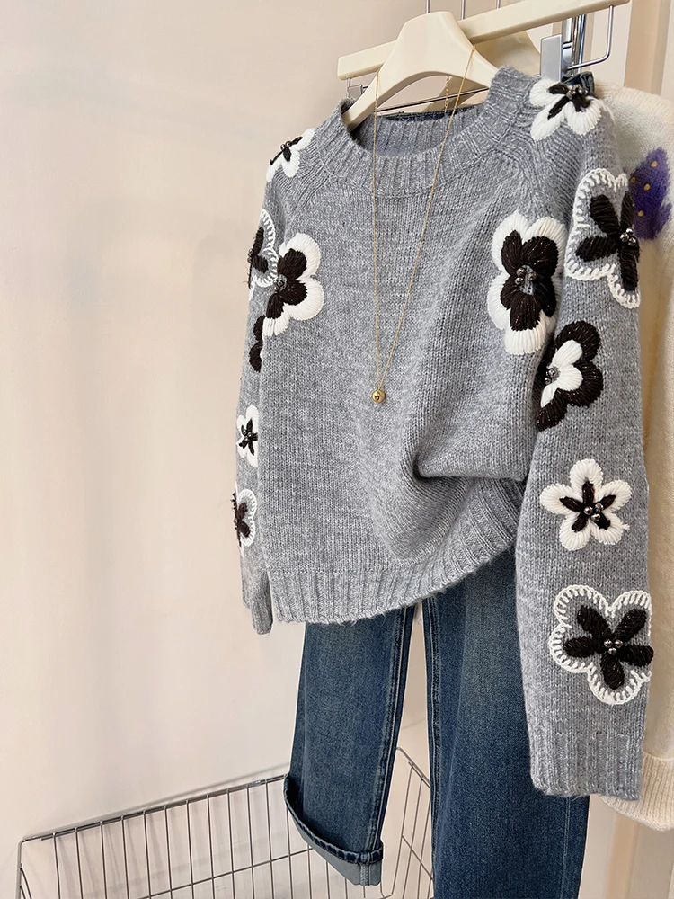 Большие размеры японская мода тяжелая промышленность цветочная вышивка круглый