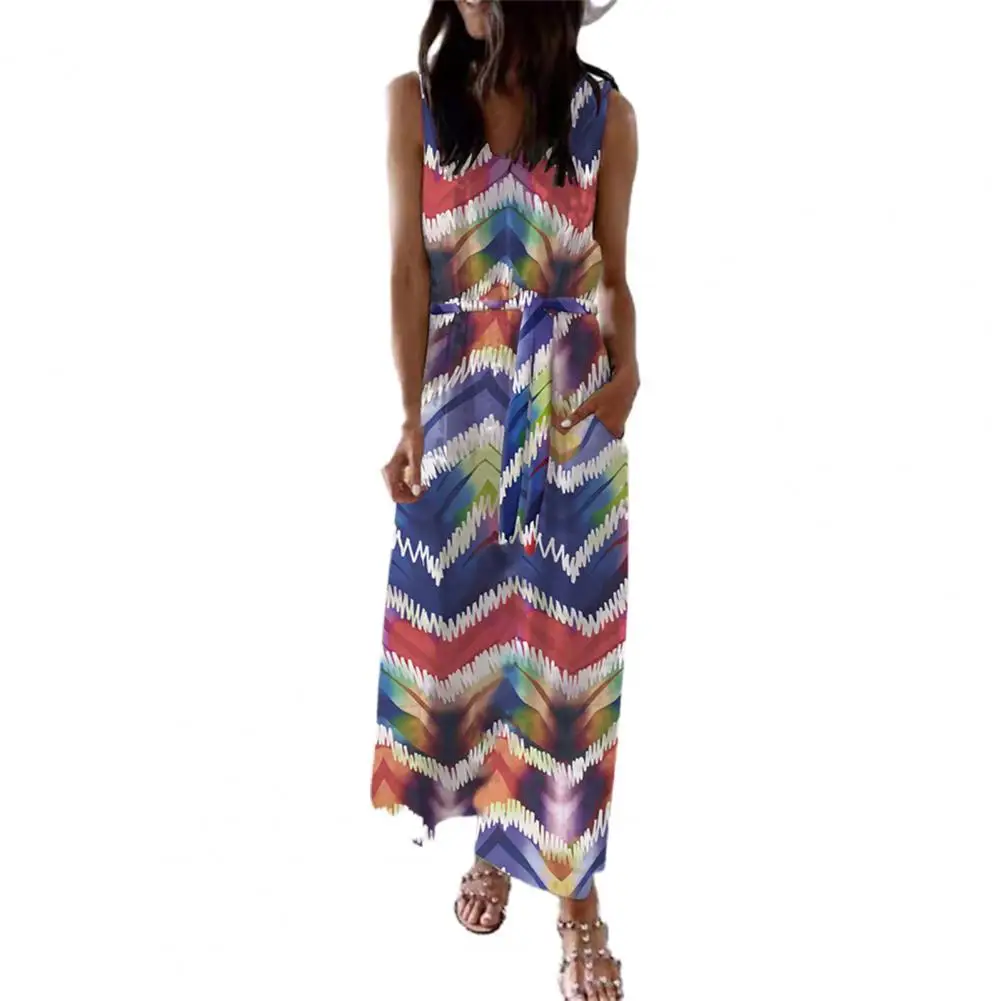 

Women Long Dress Tie Dye Loose Beach Wear Leisure Tank Dress for Going Out