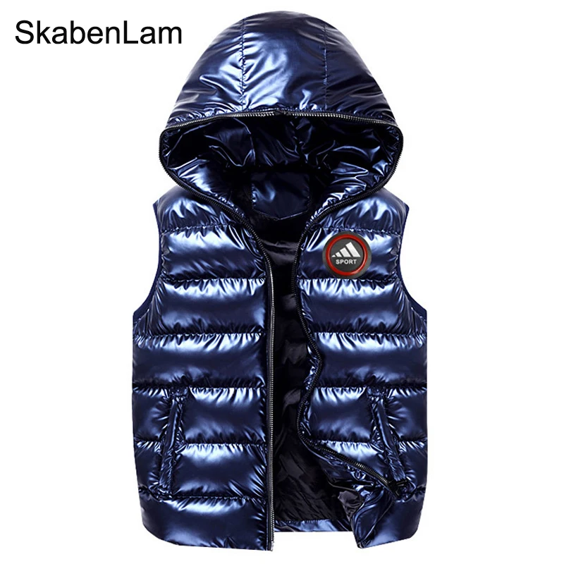 

Childrens' Vest for Boy With Hood Kids Winter Body Warmer Big Teens Waistcoats Sleeveless Jacket Down Cotton Padded Sport Coat