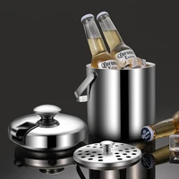 double wall stainless steel insulated ice bucket storage and bar cooler low temperature ice cube container with lid tong handle