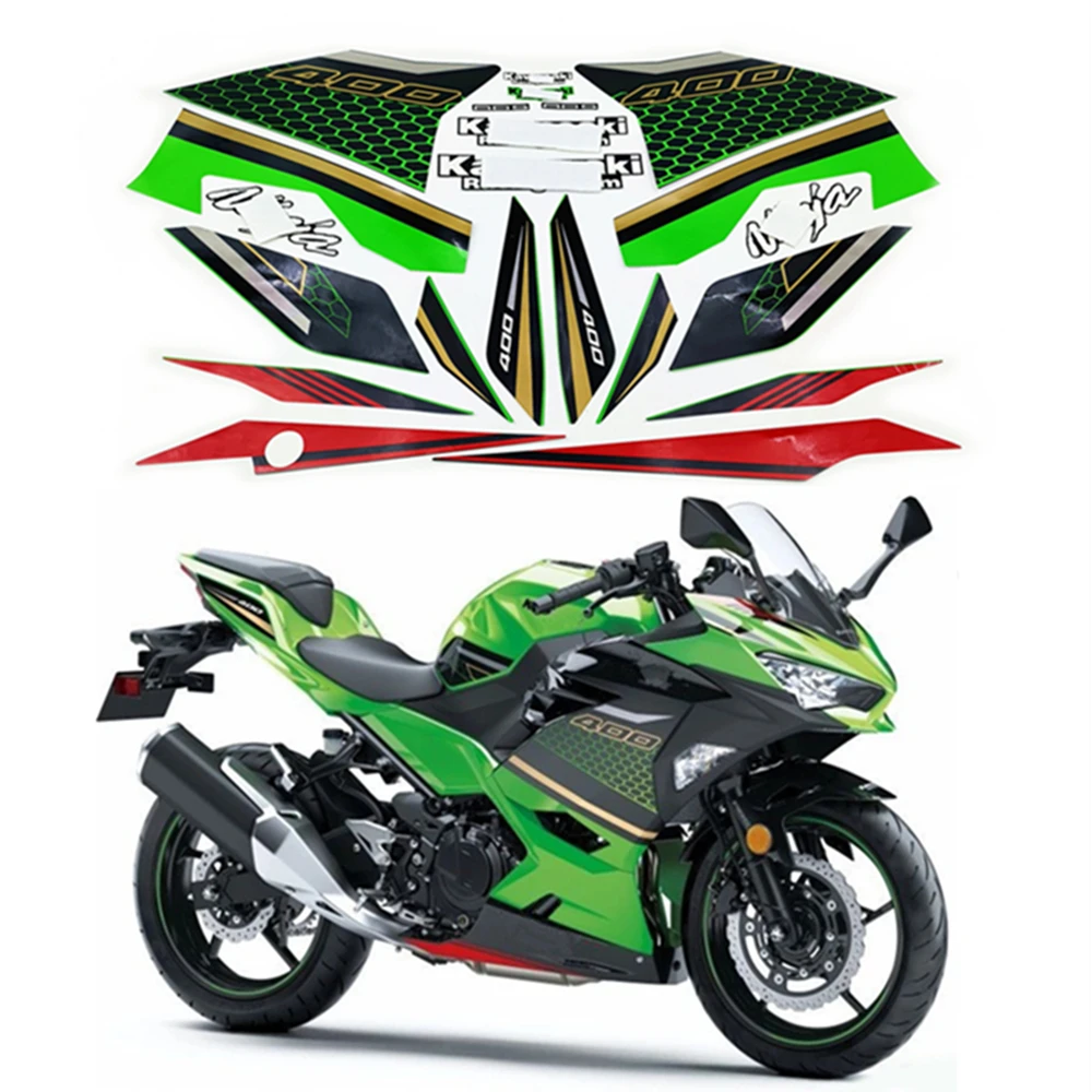 

Motorcycle Green Fairing Full Kit Stickers High Quality Waterproof Protector Decoration Decals For Kawasaki Ninja 400 2020