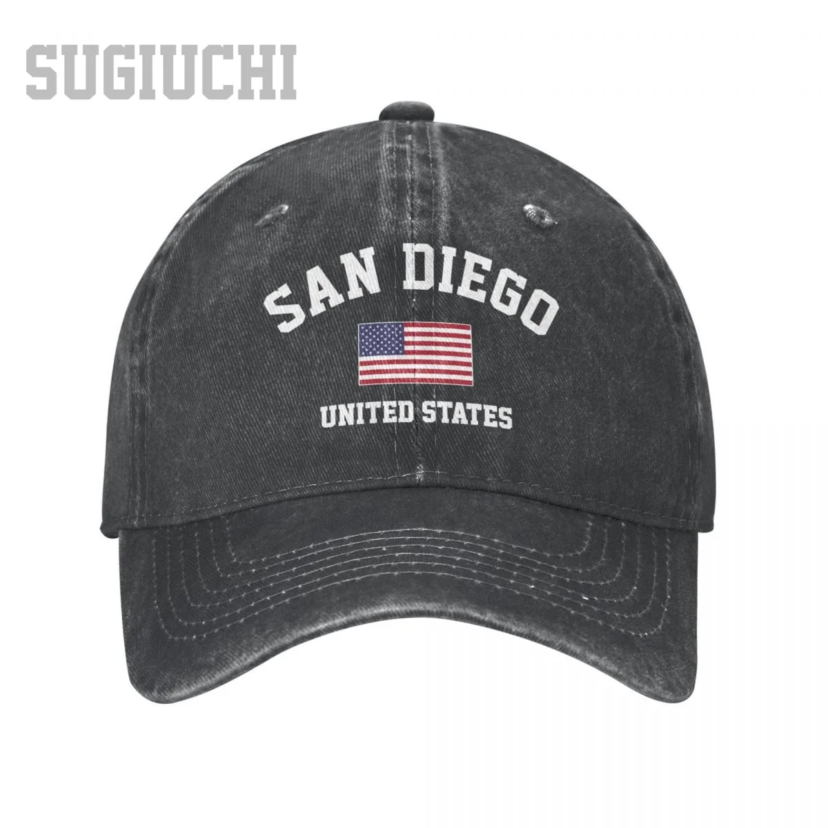 

Men Baseball Cap San Diego Of USA United States City Charcoal Washed Denim Classic Vintage Cotton Dad Trucker Hat Unisex Adult