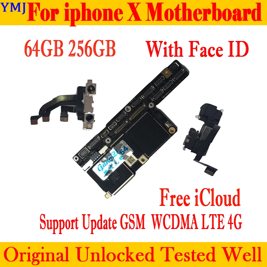 Оригинальная материнская плата Free iCloud для iPhone X 64 Гб 256 ГБ Заводская