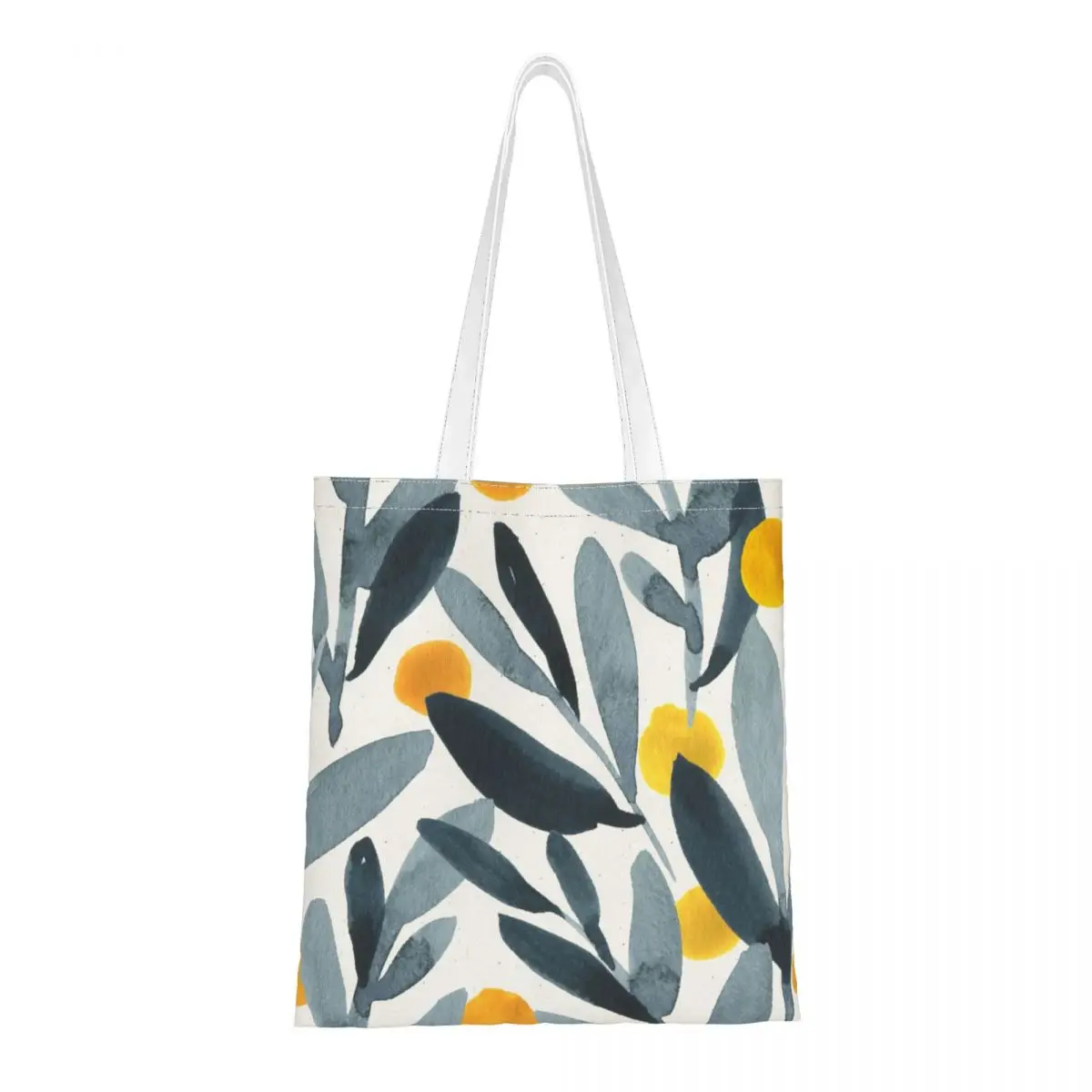 

Indigo Mustard Floral Flower Watercolor Shoulder Bags Women Eco Tote Bag Large Capacity Canvas Tote Bag Cartoon Shopper Bag
