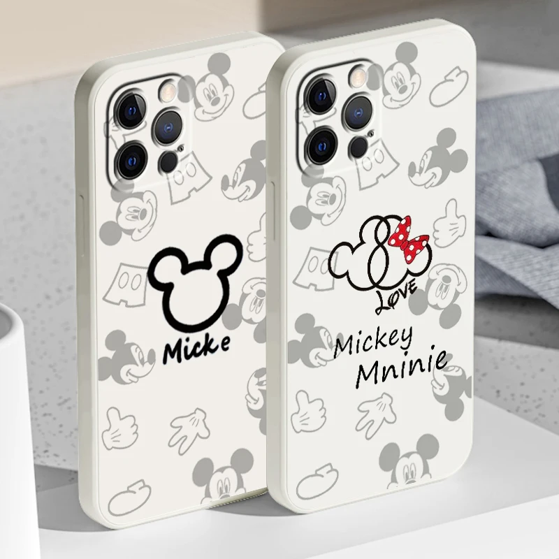 

Disney Mickey Minnie Comics Art Liquid Rope Phone Case For Apple IPhone 14 13 12 Mini 11 Pro XS MAX XR X 8 7 Plus SE Soft Cover