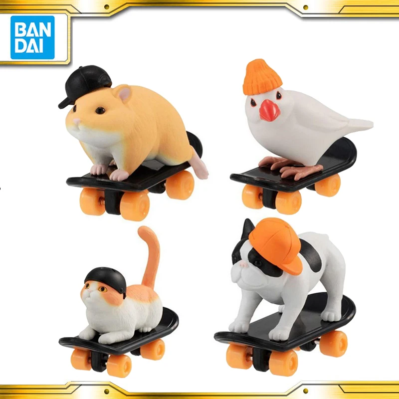 

BANDAI Gashapon подлинные милые животные скейтборд серии 01 бульдог кошка птица кукла хомяк украшения Аниме экшн-Фигурки игрушки подарок