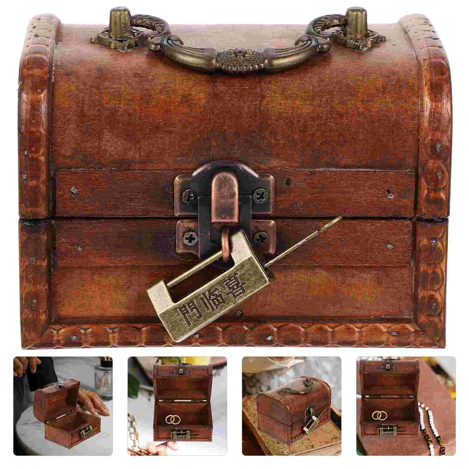 

Locking Stash Box Organizer Case Decorative Box Handheld Storage Box Keepsake Wood Case Jewel Box Wood Jewelry Box