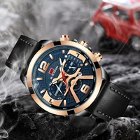 men sport waterproof casual leather wrist watches for men black top brand luxury military clock fashion chronograph wristwathes