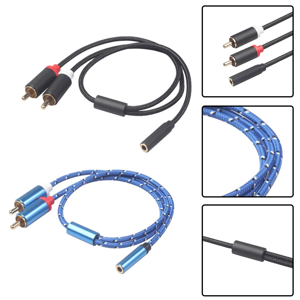 

1 Pc Aluminum Alloy Shell 0.3 M 3.5 Female To 2rca Double Lotus Audio Adapter Cable 2 Male To 1 Female Y Adapter