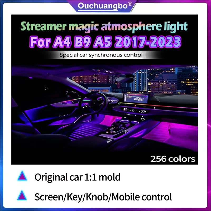 

Ouchuangbo атмосферная лампа для A4 B9 A5 S5 2017-2023 RHD LHD окружающая фантазия 256 цветов синхронное украшение светодиодная подсветка