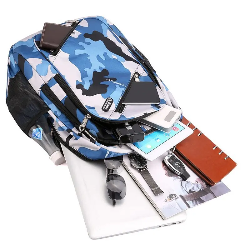New men's large capacity thick nylon wear-resistant backpack lovers schoolbag travel camouflage backpack male computer bag
