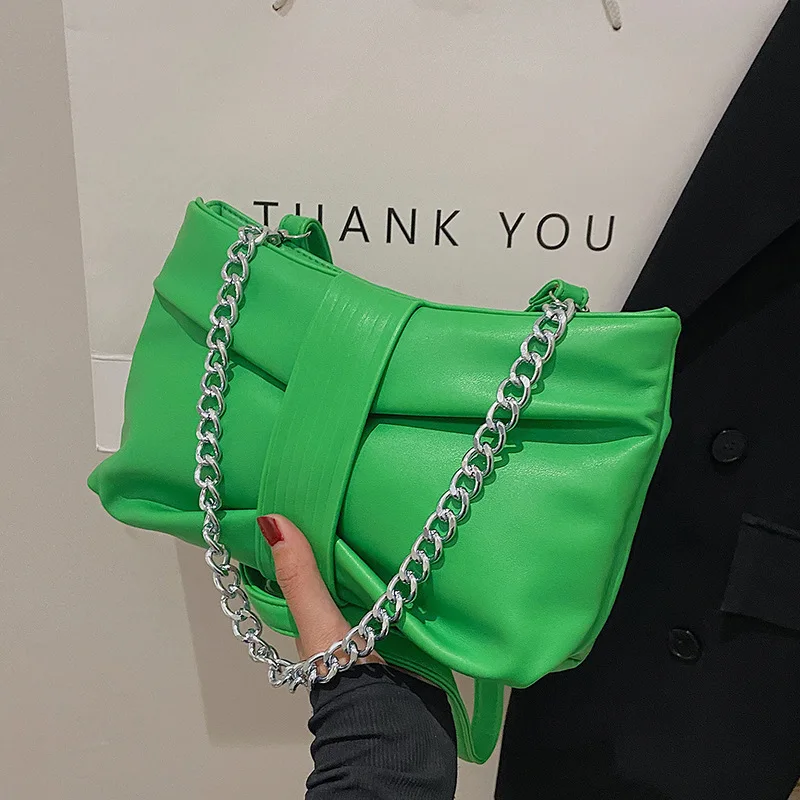 

PU Fabric Clutch Bag Classic Solid Color Underarm Bags Fashion Pleated Chain Bag Summer Vacation Crossbody Bags Handbag XA222H