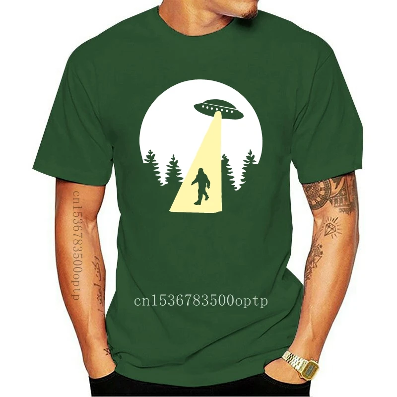 

Camiseta de manga corta de Sasquatch, camiseta divertida de OVNI Aliens, retro, cool space bigfoot US(1)