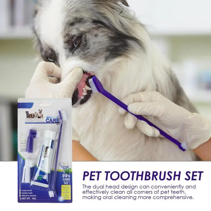 

Pet Tooth Brush Set Safe And Effective Dual Head Design Toothbrush For Dogs And Cats Multiusable Health Care Tool Pet Supplies