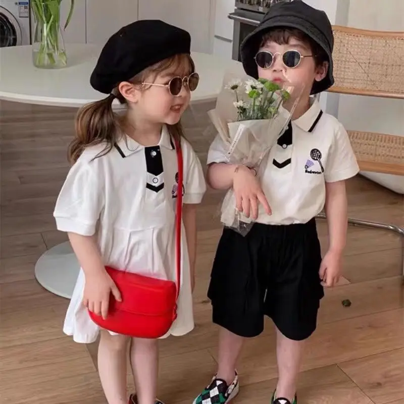 

Летняя одежда для девочек и мальчиков oddler, детские школьные футболки, шорты, юбка, комплект из 2 предметов, Детские повседневные Костюмы, спо...