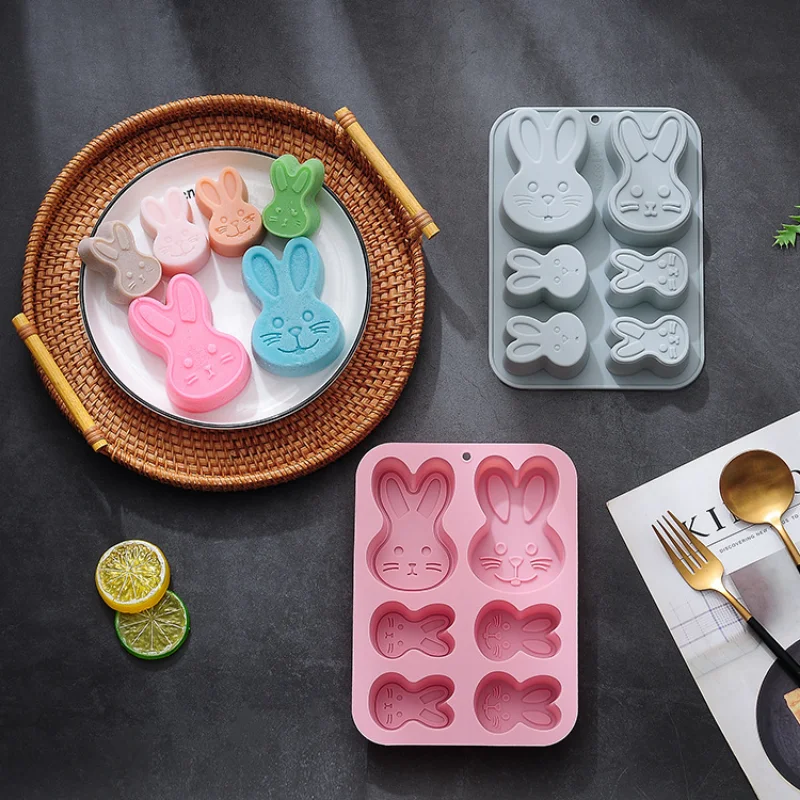 

6 Cavity Rabbit Silicone Cake Mold Baby Food Making Mould DIY Bunny Pudding Jelly Candy Chocolate Molds Bread Baking Tool