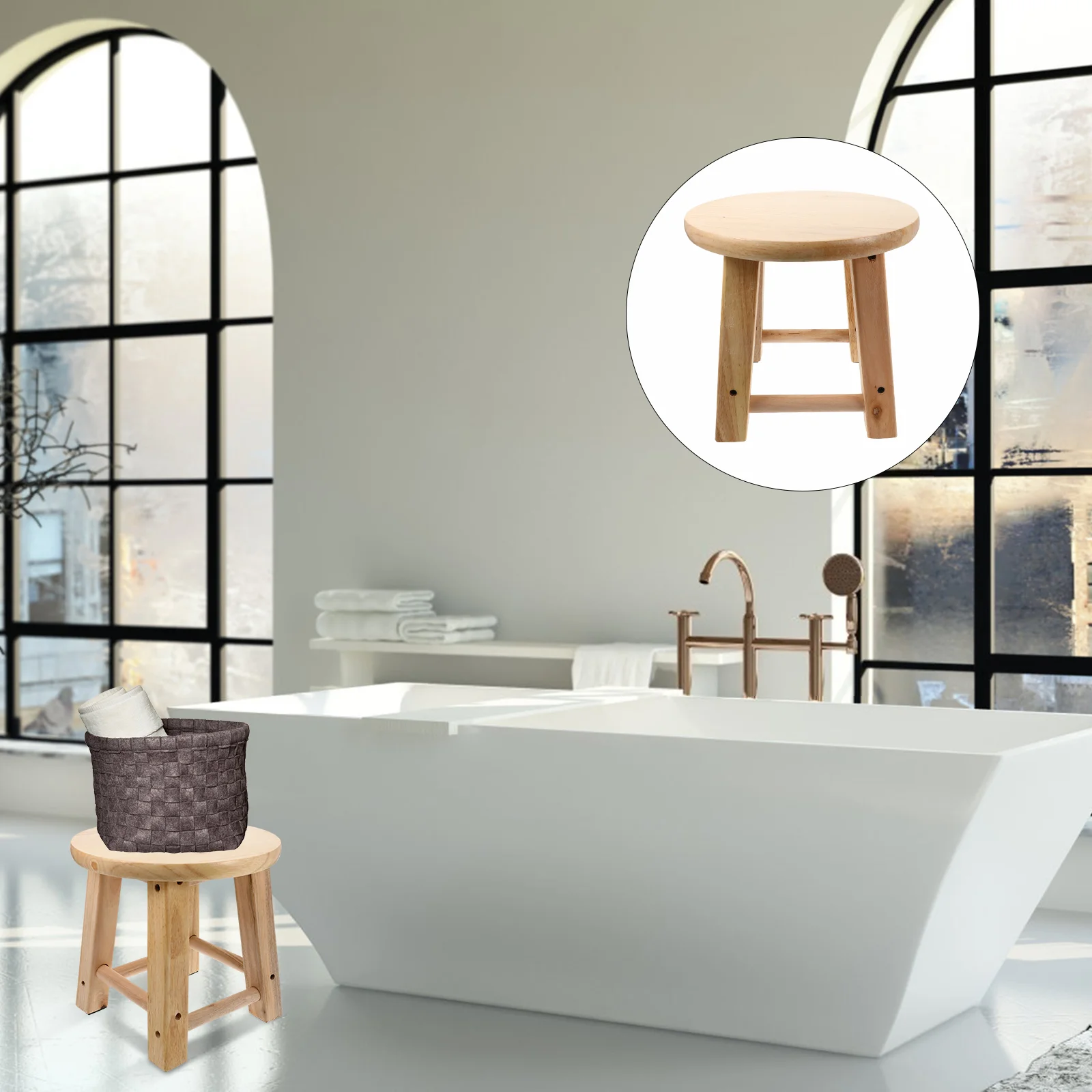 

1Pc Wooden Small Bathroom Stool Bathroom Footstool Bathroom Stool Wooden Stool Home Stool for Home Bathroom