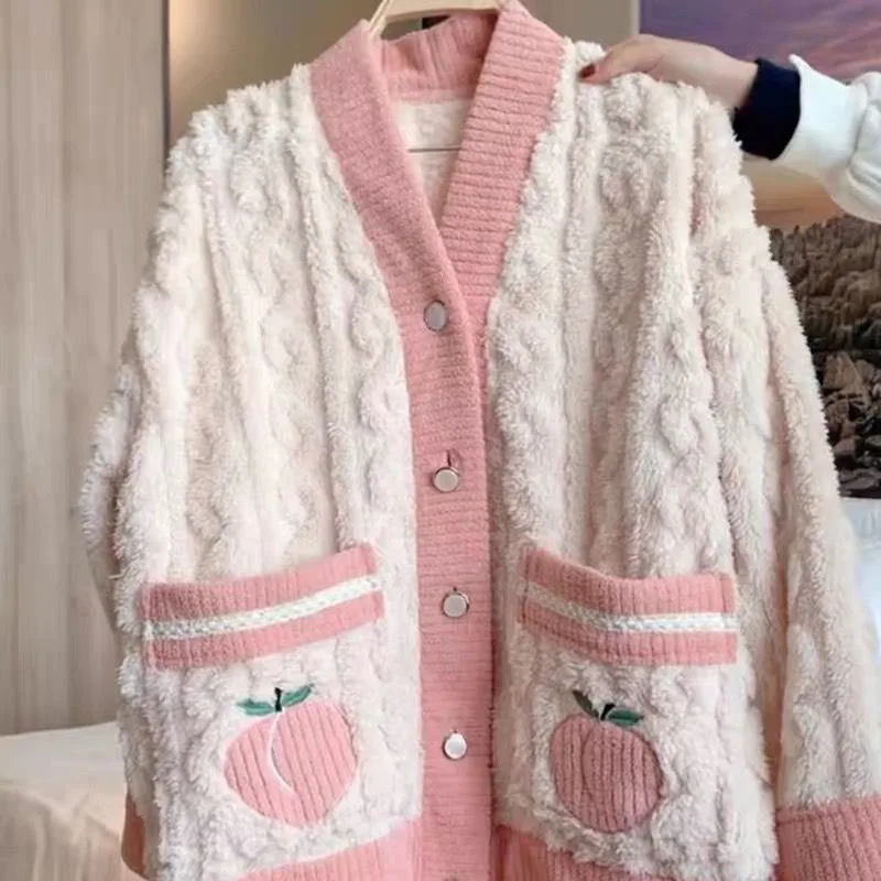 Новинка осенне-зимняя теплая пижама из кораллового флиса женская одежда для дома