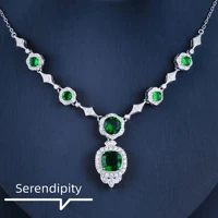 foydjew luxury quality jewelry emerald necklaces for women noble diamond green gemstone necklace chain wedding neck jewelry