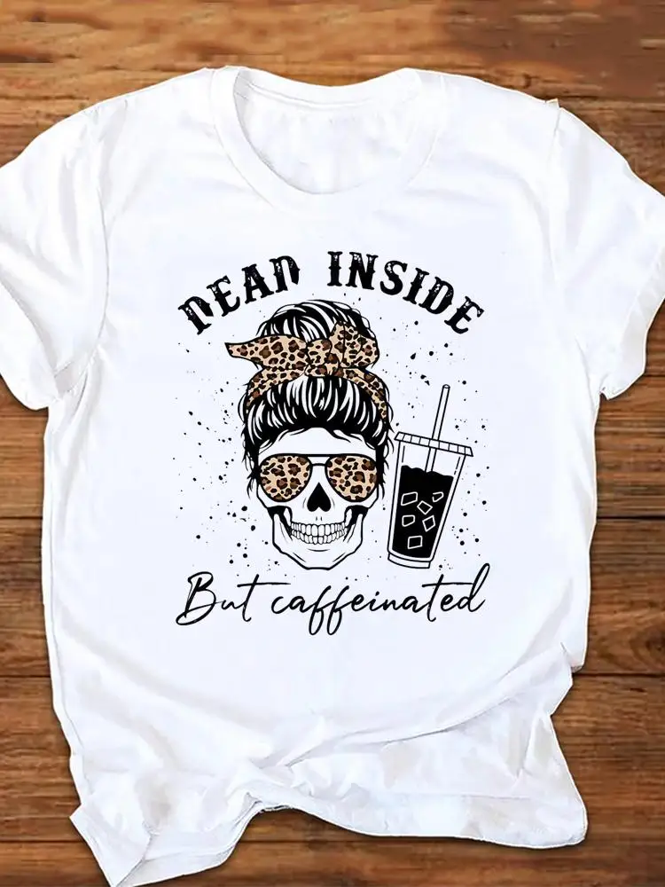 

Футболка женская кофейная леопардовая в стиле 90-х с коротким рукавом