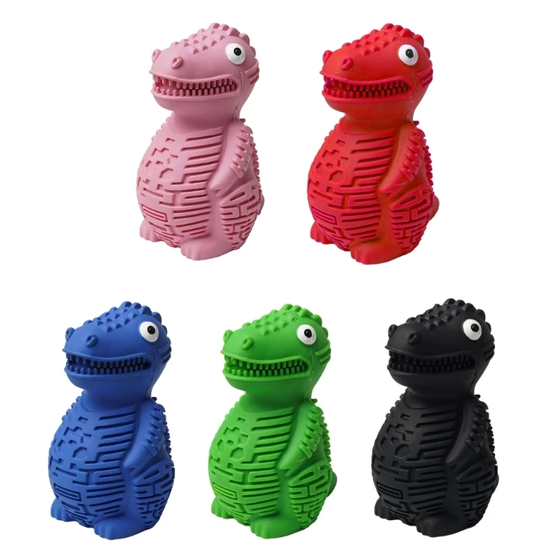 

K5DC Dog Chew Toy Natural Rubber Cute Dinosaur Bite-Resistant for Aggressive Chewers Leak Food Toy for Teething