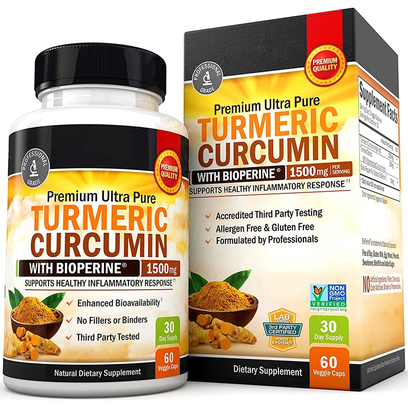 

1 bottle 60 Pills Turmeric Capsule Health Food Immune System Support Activating Blood Circulation Yiqi Pain Relievin Tongjin