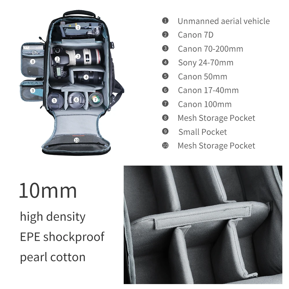 Рюкзак K &amp F Concept для камеры водонепроницаемая сумка 25 л ноутбука 15 дюймов с