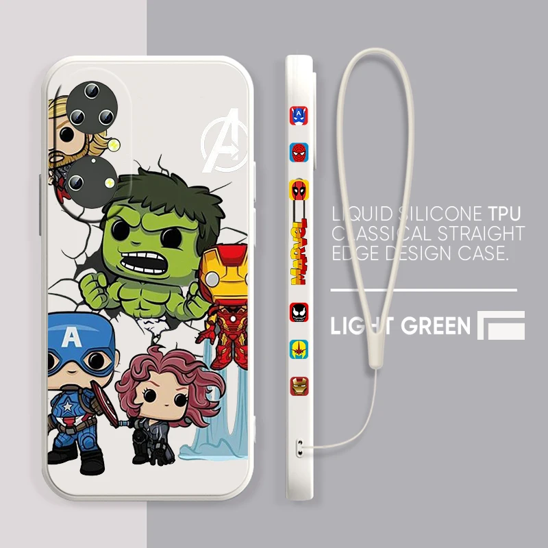 

Marvel Hulk Cute For Honor 60 50 30 20 X20 10X 9X 9C 9A 9S 8A Liquid Left Rope Shock Resistant Phone Case