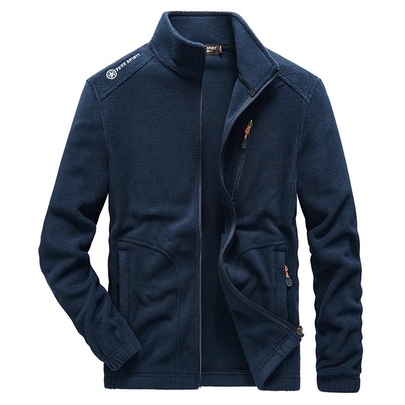 

2022 Autumn and Winter New Men's Warm Thick Warm Fleece Jacket Jacket Without Hood Loose Jacket Polar Jacket