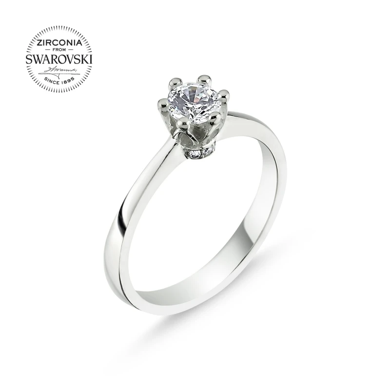 

Silver 925 Sterling Swarovski Zirconia Cubic Zirconia Engagement Ring