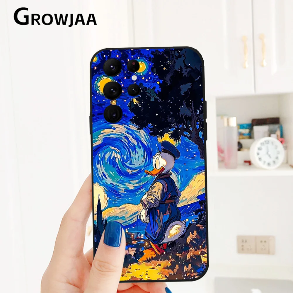Donald Duck Starry Sky Phone Case for Samsung Galaxy S24 Ultra S22 S23 S21 S20 5G Protective Silicone TPU Funda