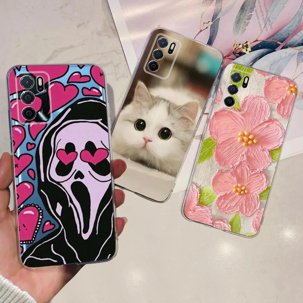 Для Oppo A16 4G Чехол CPH2269 Симпатичный окрашенный чехол Силиконовый мягкий из ТПУ для