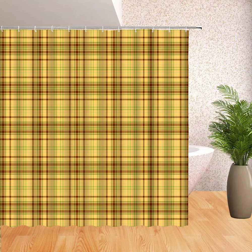 

Classic Checkered Tartan Print Shower Curtain Abstract Scottish Squares Geometric Pattern Bathroom Decor with Hooks Bath Screen