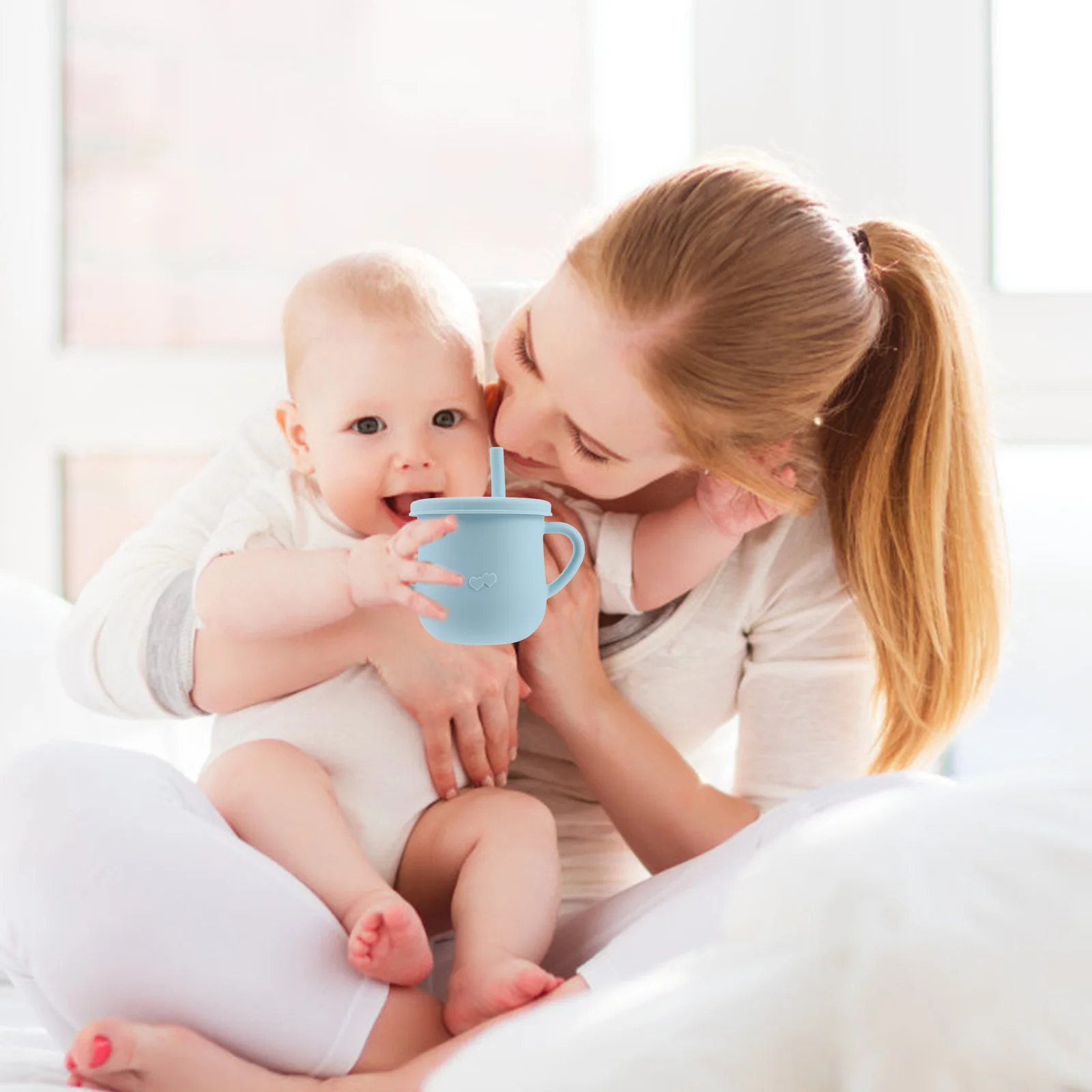 2 шт. силиконовые чашки с соломинкой для кормления детей ясельного возраста