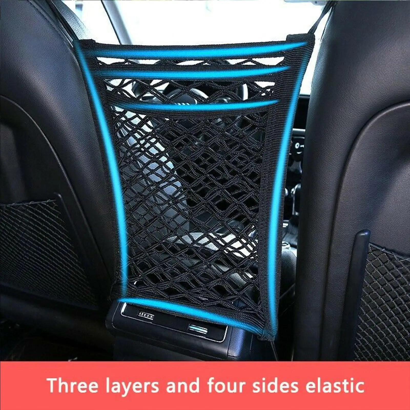 

Трехслойная быстрая сетка для хранения между сиденьями с карманами, барьер для собак на переднее сиденье для автомобилей и грузовиков S7M9