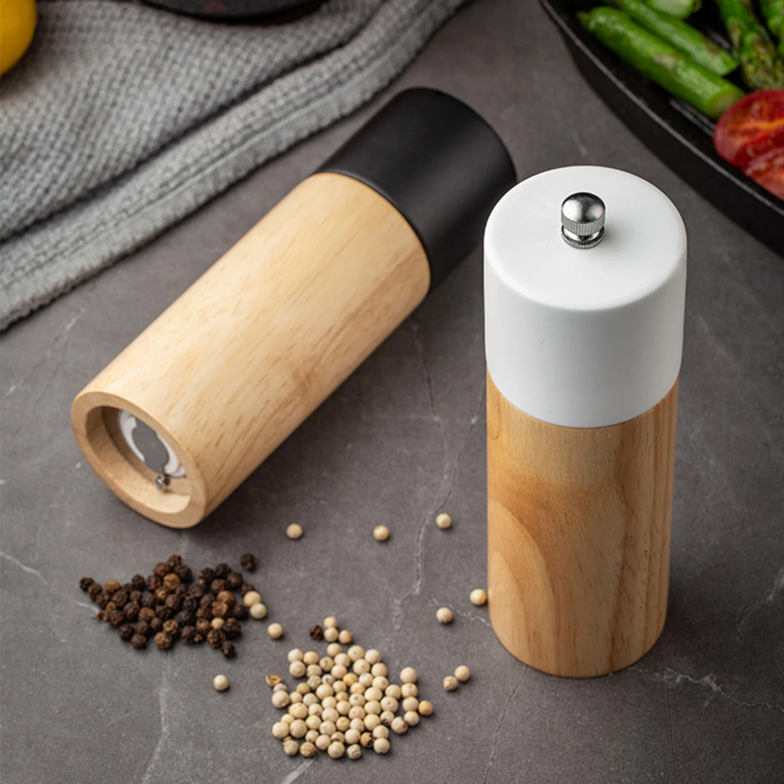 

Manual Salt Pepper Mills Wooden Refillable Salt Peppercorn Shakers With Adjustable Ceramic Rotor Oak Wood Pepper Salt Grinder