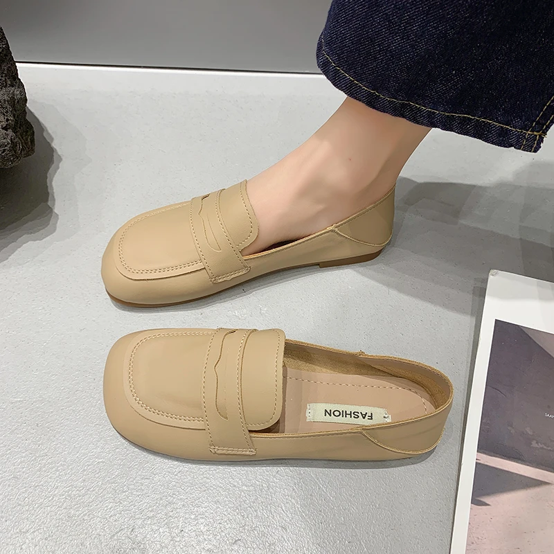 

Мокасины женские с квадратным носком, повседневные туфли, без застежки, Мокасины, платформа, осень-лето 2023