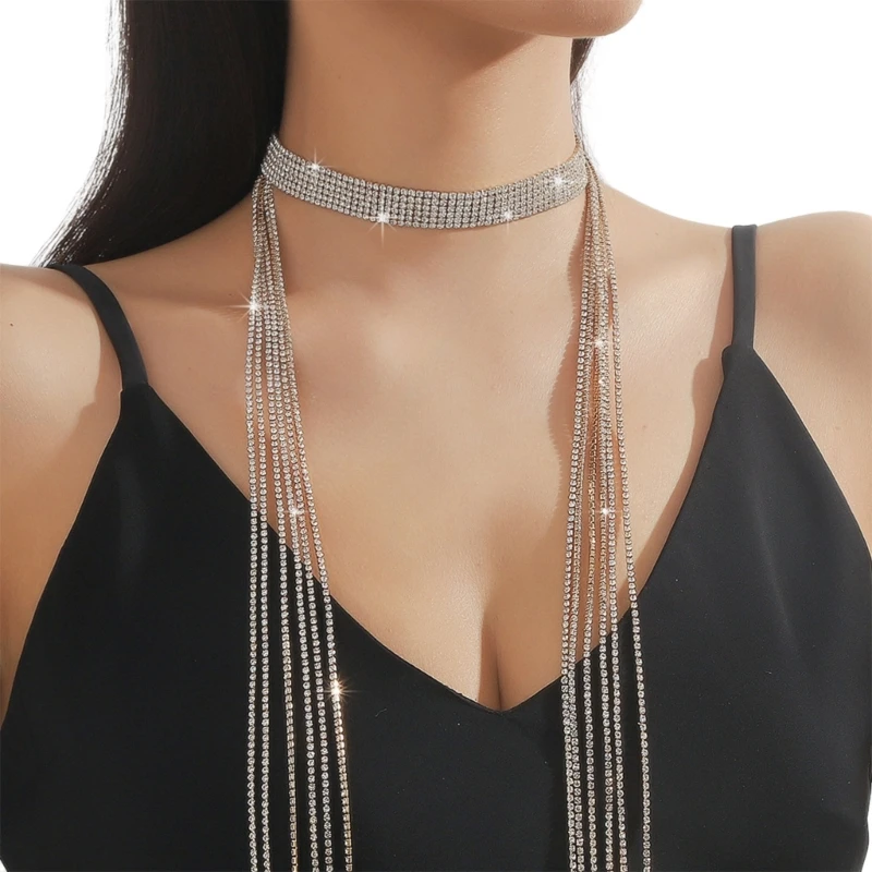 Шикарный шарф для женщин длинная цепочка со стразами ночного клуба выпускного