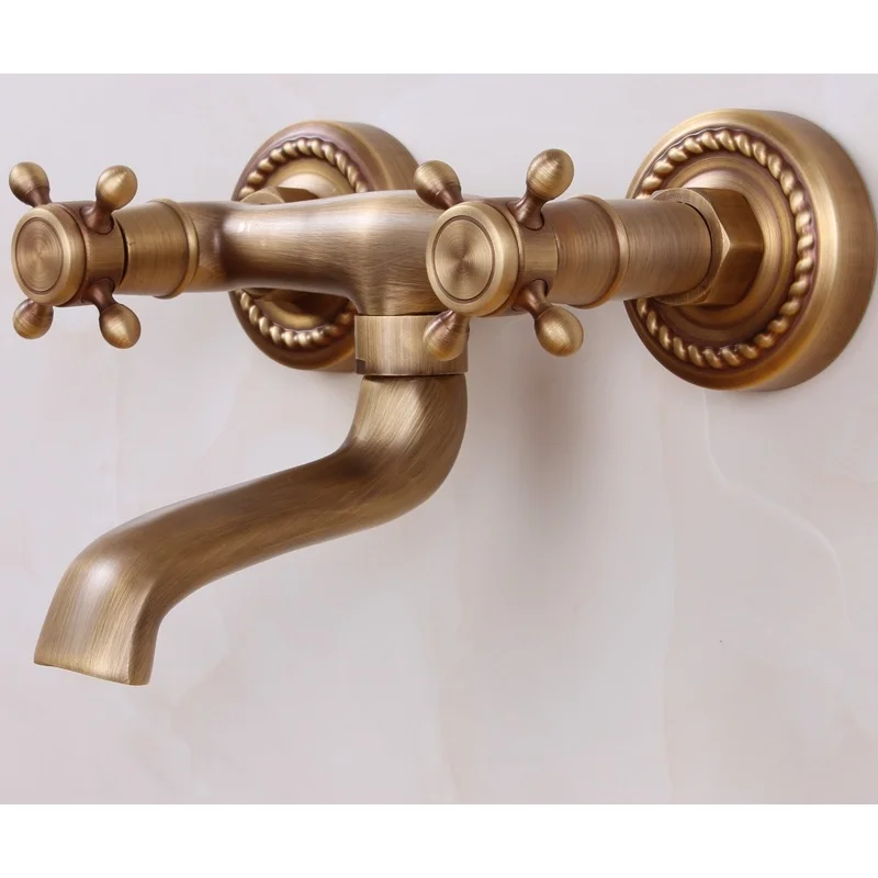 

Античный медный смеситель для раковины с двумя ручками, смеситель для ванны, принадлежности для ванной комнаты