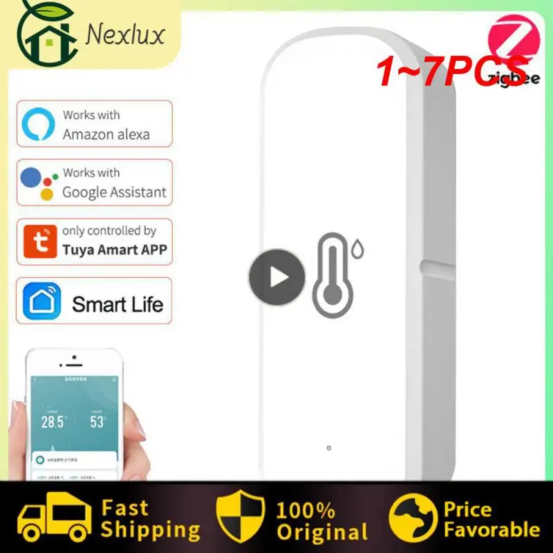 

1~7PCS Tuya Zigbee / WiFi Smart Temperature Humidity Sensor Indoor Hygrometer APP Remote Monitor Var Smart Life Works With Alexa